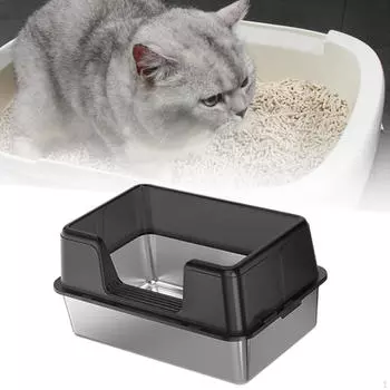 Кошачий туалет, песочница, переносной контейнер с высокими бортами, туалет для домашних животных, полу 50cmx35cmx23cm white