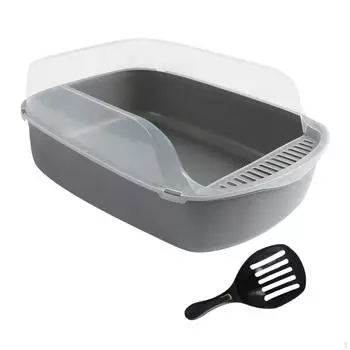 Кошачий туалет с открытым верхом, лоток для домашних животных, большой, противоразбрызгивающий контейнер для песка для среднего размера серый