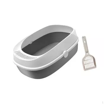 Кошачий туалет с песком и высокими бортами, легко моется, брызгозащищенный лоток для котят 42 cmx29 cmx16 cm