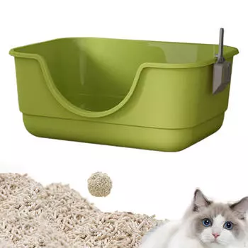 Кошачий туалет с защитой от брызг для маленьких и больших кошек, переносной, большой, с песком серый