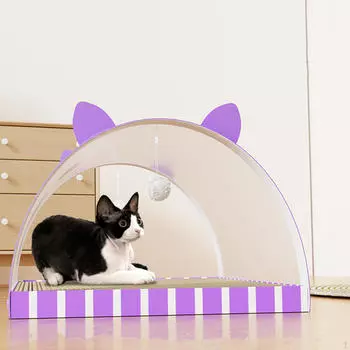 Кошачий туннель-когтеточка пещера кровать съемный дышащий портативный противоскользящий когтеточка Purple and S