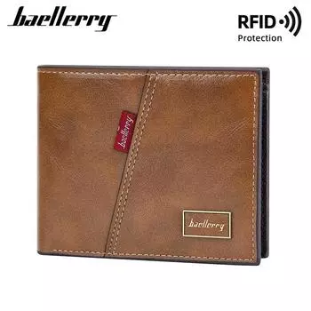 Кошельки Baellerry RFID с защитой для мужчин, модный держатель для визитных карточек, винтажный дизайн, мужской кошелек, кошелек 12cm*9.5cm*1.5cm чёрный