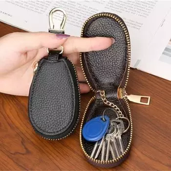 Кошельки для ключей от машины, женские парные, для хранения ключей на молнии, мини-портативный, многофункциональный, простая, прочная защита, классический, унисекс чёрный
