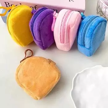 Кошельки для монет конфетного цвета, милые женские и женские меховые мини-держатели для монет, чехол-рюкзак, стильный кошелек для ключей и наушников, хранения карт