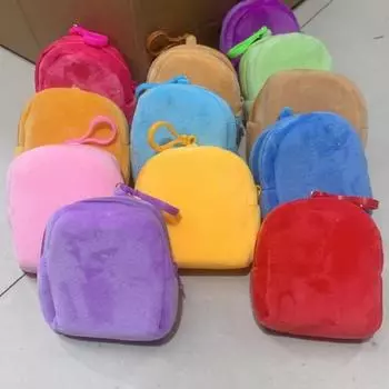 Кошельки для монет конфетного цвета, милые женские и женские меховые мини-держатели для монет, чехол-рюкзак, стильный кошелек для ключей и наушников, хранения карт