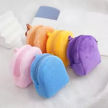 Кошельки для монет конфетного цвета, милые женские и женские меховые мини-держатели для монет, чехол-рюкзак, стильный кошелек для ключей и наушников, хранения карт