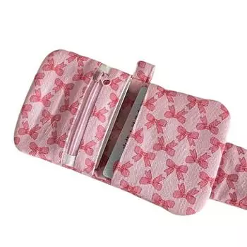 Кошельки для монет с бантом и принтом, холщовый маленький кошелек на молнии, большой вместительный держатель для карт, повседневная сумка для хранения для женщин и девочек