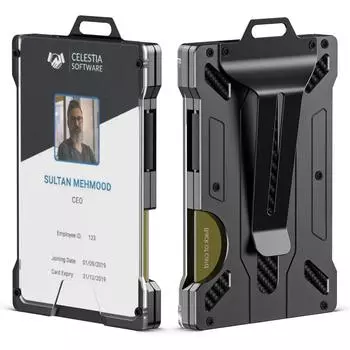 Кошельки для мужчин Тонкий алюминиевый металлический зажим для денег 1 прозрачное окошко держатель для удостоверения личности RFID-блокировка вмещает 15 карт зажим для денег ультратонкий минималистичный кошелек серый