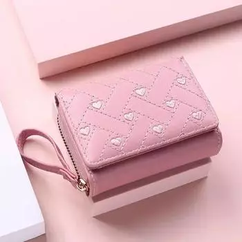 Кошельки для женщин Kawaii Cute Luxury Designer Lady Wallet Pink Кошелек Женский кошелек Маленький женский кожаный кошелек для монет темно-красного