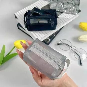 Кошельки для женщин, нейлоновый сетчатый кошелек для монет, большая емкость, губная помада, линия передачи данных, наушники, косметический органайзер, клатч, сумка для хранения серый