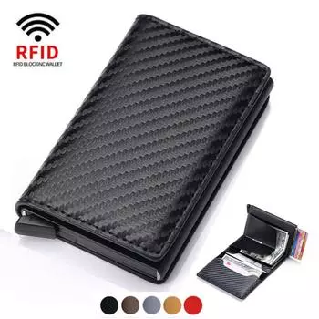 Кошельки с держателем для карт из углеродного волокна, мужские RFID, черные волшебные кожаные тройные кошельки, тонкий мини-кошелек, маленькая сумка для денег, мужские кошельки, женский кошелек