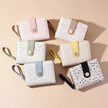 Кошельки с кошками, модные, милые, с героями мультфильмов, роскошные, женские, маленькие, кожаные, короткие, для карт, женский кошелек, портмоне для женщин