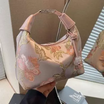 Кошельки в китайском стиле, сумка из холста Cheongsam, портативная сумка Hanfu с вышивкой для женщин розовый