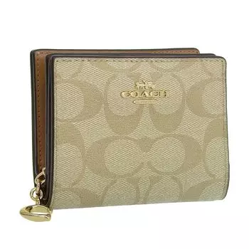 Кошелек Bifold Outlet Folding Wallet Compact Signature Leather C3309 Snap Wallet SNAP WALLET [Coach] женский (LTKHAKILTSADDLEБЕЖЕВЫЙ/Бежевый) [Элемент]