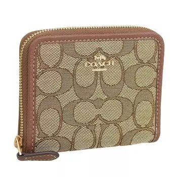 Кошелек Bifold Outlet Round Zipper Brand Compact Leather CH389 Small Zip [Coach] женский (ХАКИ/СЕДЛО МУЛЬТИ/Коричневый) Женский [Товар]