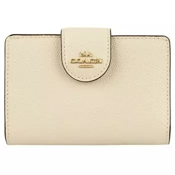 Кошелек Bifold Outlet складной кожаный брендовый компактный 6390 CF233 средний угловой СРЕДНИЙ УГЛОВОЙ КОШЕЛЕК НА МОЛНИИ [Coach] женский (МЕЛ/Белый) [Элемент]