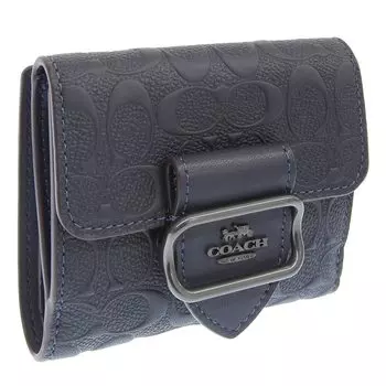 Кошелек Bifold Outlet складной кожаный кошелек Signature CF855 SIG LTH SM MGN WLT [Coach] женский (MIDNIGHTMULTI/Темно-синий) [Элемент]