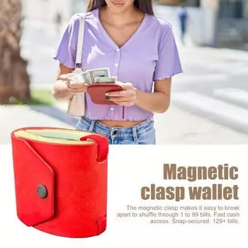 Кошелек Cash Wrap с быстрым доступом к наличным деньгам, органайзер для денег из искусственной кожи с магнитной застежкой, удобный кошелек для бармена, парикмахера фиолетовый