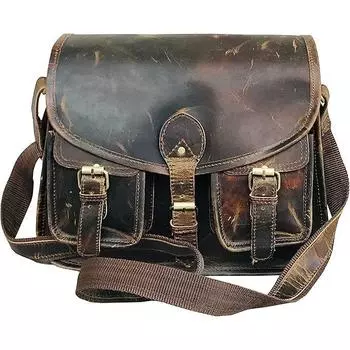 Кошелек через плечо из кожи буйвола для женщин | Винтажный вид | Ручная работа | Сумка из натуральной кожи | Регулируемый ремень | Несколько отделений 12*10*4 коричневый