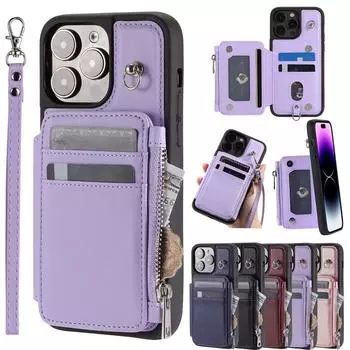 Кошелек через плечо с несколькими слотами для карт, кожаный чехол на молнии для iPhone 15 14 Plus 13 12 Pro Max 11 XR для Samsung S23 S22 Ultra Plus S21 A13 A53 A14 A54 iPhone 6/6S темно-синий