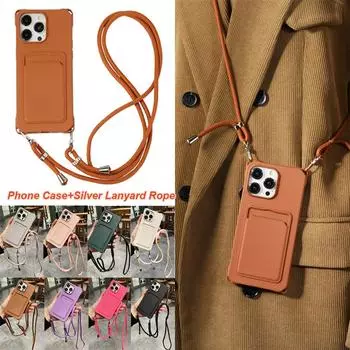 Кошелек через плечо с отделением для карт, жидкий силиконовый чехол для iPhone 15, 14, 13, 12, 11 Pro Max 15 14 Plus XS Max XR X 7 8 Plus 6 6s, ремешок на веревке, мягкий чехол iPhone 6/6s/7/8/SE 2020 белый