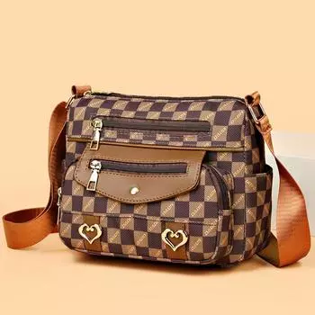 Кошелек через плечо в старинном стиле, дамская сумочка, сумка через плечо, высококачественная дизайнерская женская сумка, множество карманов, женская сумка через плечо коричневый