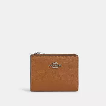 Кошелек Coach Bifold, серебристый, легкое седло