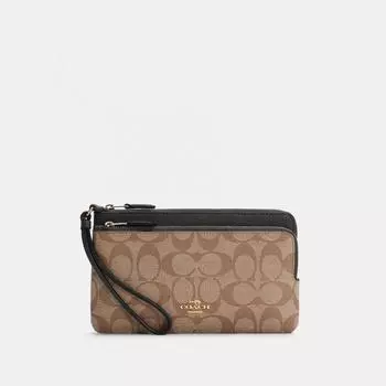 Кошелек Coach COACH с двойной молнией из фирменной парусины