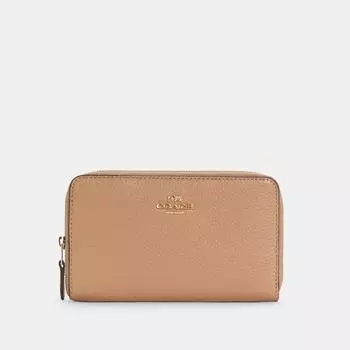 Кошелек Coach COACH среднего размера на молнии, золотисто-серо-коричневый