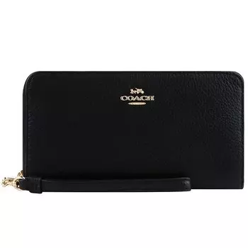 Кошелек COACH Длинный кошелек C4451 Круглая молния с ремешком [Coach] Женский (IMBLK Черный) [Элемент]