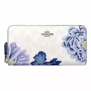 Кошелек COACH F06656 6656 Chalk Multi x Periwinkle 2 Signature Cafe Facet KAFFE FASSETT Print Accordion Zip Around для женщин [Coach] (Длинный кошелек) [Выход
