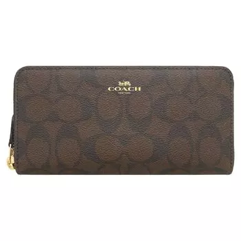 Кошелек COACH F59267 59267 коричневый x черный роскошный фирменный из ПВХ-кожи тонкий гармошка на молнии для женщин [Coach] (Длинный кошелек) [Товар аутлета] [Бренд]