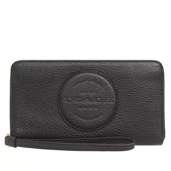 Кошелек COACH FC4111 C4111 из черной шагреневой кожи с нашивкой-логотипом COACH Dempsey, большой кошелек для телефона [Coach] (Длинный кошелек) Женская [Товар Outlet] [Бренд] [Товар]