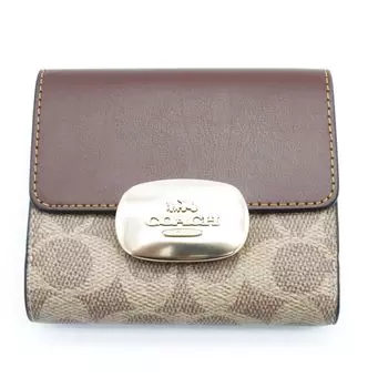 Кошелек COACH FCW801 CW801 Tan x Brown, маленький кошелек Eliza Signature из кожи с покрытием [Coach] (Кошелек Bifold) Женская [Продукт Outlet] [Бренд]
