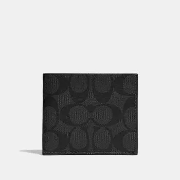 Кошелек Coach Id Billfold из канвы Signature темно-серого цвета