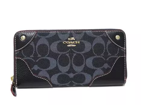 Кошелек COACH из джинсовой кожи, гармошка, на молнии, длинный, темно-синий [Coach] женский [Outlet] [F53769] [Товар]