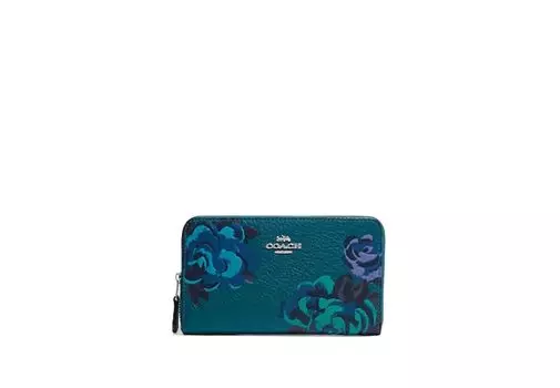 Кошелек COACH Medium ID Zip, бирюзовый, женский (Глубокий Мульти)