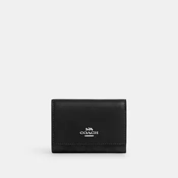 Кошелек Coach Micro из канвы Signature, серебристо-графитовый черный