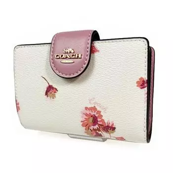 Кошелек COACH, складной кошелек, средний кошелек C3284, средний кошелек с угловой молнией, многоцветный печатный цветочный узор, многоцветный меловой многоцветный IMCAH [Coach] ЗОЛОТОЙ/МЕЛОВЫЙ