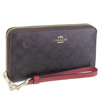 Кошелек длинный кошелек Outlet Brand Walnut Red Long Zip Around Wallet Signature Canvas CW778 [Coach] женский (IM/ОРЕХОВЫЙ/ПОЛНЫЙ КРАСНЫЙ/Коричневый) [Элемент]