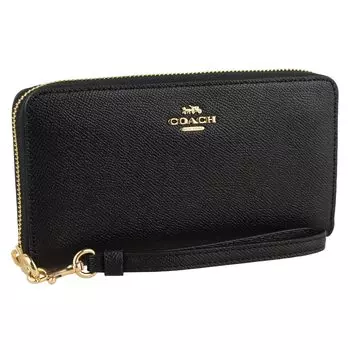 Кошелек длинный кошелек Outlet круглая молния кожаный ремешок бренд C3441 C4452 длинный кошелек с молнией вокруг [Coach] женский (черный) [Элемент]