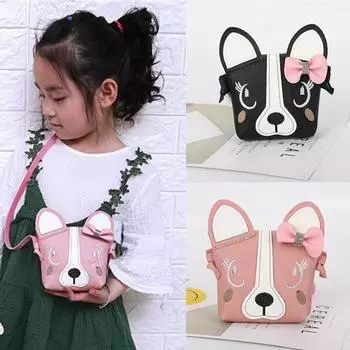 Кошелек для детей с бантом и милым принтом животных, детская сумка с кошкой, сумка на плечо, мини-сумка One Size розовый