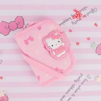Кошелек для девочек, кошелек для монет, кошелек для карт, кошелек с ожерельем, половина кошелька Hello Kitty