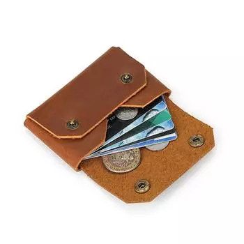Кошелек для карт из натуральной кожи, винтажный дизайнерский держатель для кредитных карт ручной работы из кожи Crazy Horse, короткий кошелек из коровьей кожи для карт
