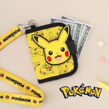 Кошелек для карт Pokemon Squirtle Metamon Pikachu, кошелек с двухступенчатым ожерельем, кошелек для монет