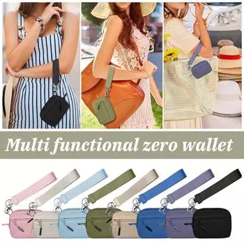 Кошелек для карт, женский водонепроницаемый нейлоновый брелок для ключей, многофункциональная модная сумка на запястье, чехол для карт на молнии, чехол для карт на молнии с окошком для удостоверения личности One Size