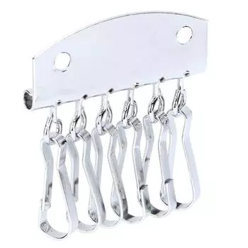 Кошелек для ключей, кожаная сумка, фурнитура, кольцо для ключей, органайзер, держатель, 6 крючков, застежка, зажим (Серебряный)