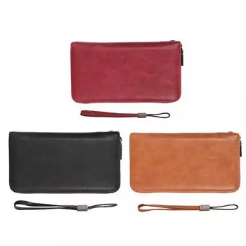 Кошелек для кредитных карт 36 отделений для карт, безопасный длинный чехол из искусственной кожи с ремешком для руки для удостоверения личности Wine Red