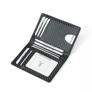 Кошелек для кредитных карт из углеродного волокна с блокировкой Rfid для мужчин, держатель водительских прав, чехол для карт, карманный кошелек-органайзер 11,5x8 см чёрный