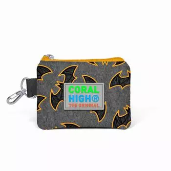 Кошелек для монет Coral High Kids Темно-серый горчичный с рисунком летучей мыши 21821